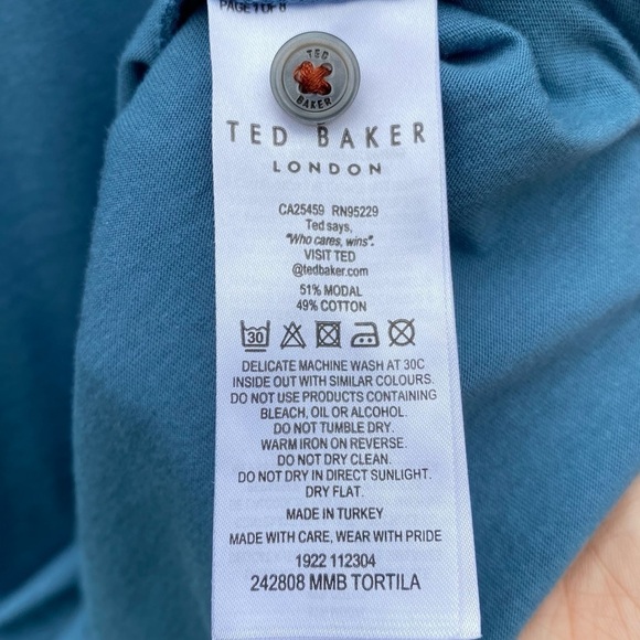 Ted Baker Teal Golf Polo Sz 4 or L - Picture 7 of 12